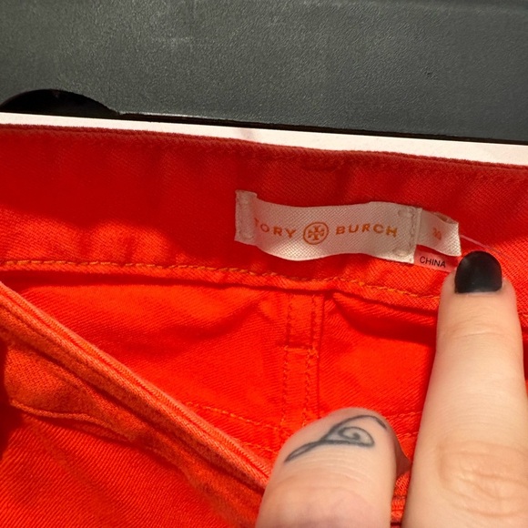 ⭐️ NWT- TORY BURCH ALEXA CROPPED SKINNY JEAN IN POPPY RED- size 30 - Picture 5 of 15